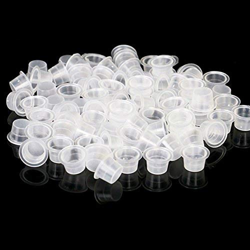 AKOAK 200 Pcs Disposable Plastic Tattoo Ink Caps Cups for Tattoo Ink Tattoo Supplies（Sizes #13 Medium）