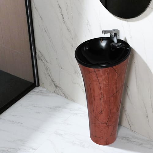 Image of Clay Plus TM Premium Ceramic's Designer Damru Pedestal Wash Basin Elegent Look Bathroom /Living room (TM21)