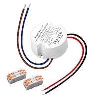 Muzveik LED Trafo 12V 12W 1A, Wasserdicht IP67 Transformator 230V auf 12V Rund Ø48mm, LED Netzteil mit 2 Steckverbindern für Innen- und Außenbereich