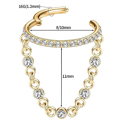 AROWRO Helix Rook Earrings Double Open Stack Sleeper Earring 316L Surgical Steel 16G 7mm 8mm 10mm CZ Daith Cartilage Tragus Piercing Jewelry Septum Clicker2