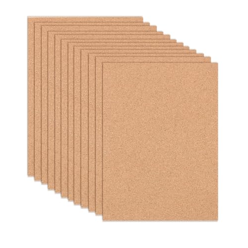 21x30cm Feuilles de Liège Isolant Rectangulaires Auto-adhésives en Liège pour les Sols, 12 Pièces Panneau de Liège 1mm pour Le Modélisme, L'artisanat et comme Tableau D'affichage, pour Terraria