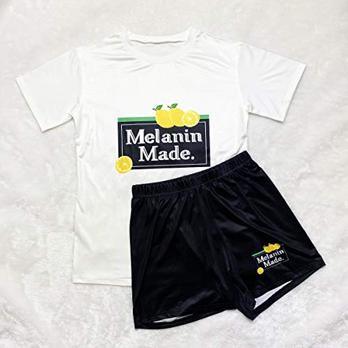 Molilove Women Two Piece Outfits Short Sleeve Top Short Pants Casual Printed Tracksuit Two-Piece Set #TOP1