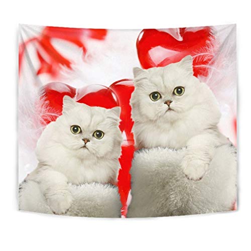Pawfeel Cute Persian Cat On Red Print Tapestry #TOP5