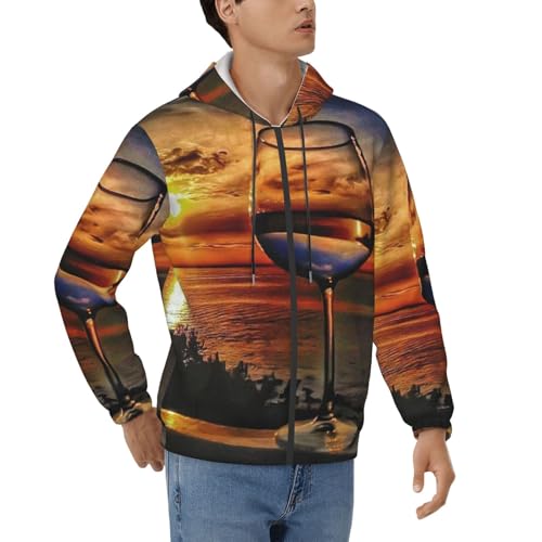 Sweat à capuche homme manches longues décontracté motif soleil