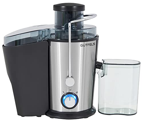 GUTFELS Extracteur de jus Juice 3010 - Réservoir à marc de 1,6 l + réservoir à jus de 500 ml - Ouverture de 65 mm - Filtre en acier inoxydable - 400 W