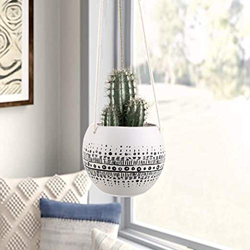 Kiaotime Ceramic Hanging Planter For Indoor Outdoor, Decorative Boho Flower Green Grass Plant Succulent Air Plants Hanging Plant Pots Holder #TOP1