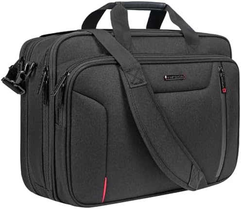EMPSIGN Laptop Case Briefcase, 17.3 Inch Laptop Bag Expandable Messenger Bag for Men & Women Water Repellent, RFID Blocking Shoulder Bag Canvas Bag for Work, Business Travel