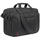 EMPSIGN Laptop Bag Briefcase, 17.3 Inch Computer Bag Expandable Laptop Case for Men, Water Repellent Shoulder Messenger Bag for Work Business Travel Office-Black/Red