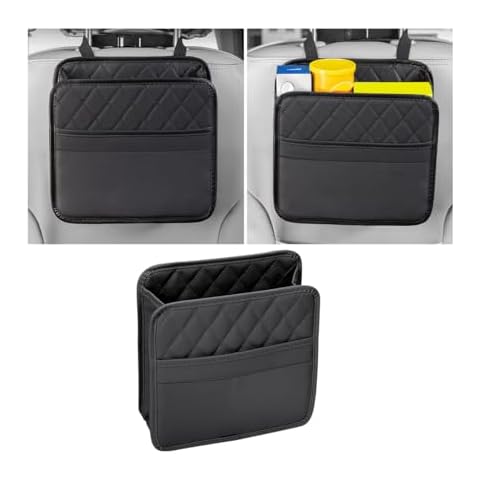 Mandark Car Seat Back Organizer, PU Leather Vehicle Backseat Hanging Storage Pocket, Multipurpose Automotive Travel Essentials Accessories for Kids & Adults, Universal for Most Cars（Black） Cover