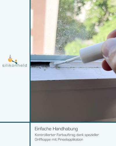 Silikonheld Silikonstift Weiß - Silikonfarbe zur Erneuerung von Silikonfugen ohne Silikonentferner - Fugenfarbe Silikon - Made in Germany - 1 x 8ml