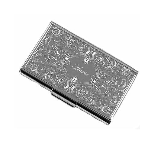 Personalized Silver Paisley Business Card Case Holder Custom Engraved Free - Ships from USA3