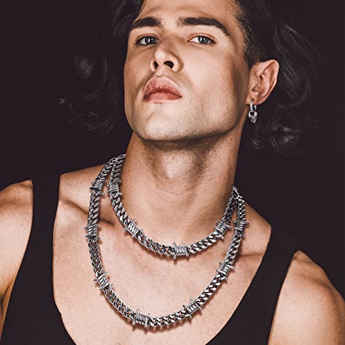 Bandmax Barbed Wire Choker Necklace For Women Men Stainless Steel Gothic Thorns Necklace Chain 16 Inches Women Chunky Punk Choker #TOP7