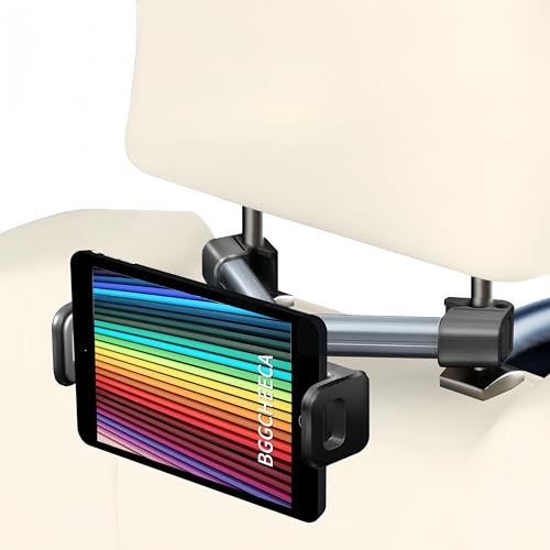 BGGCHEECA ND-8 Universal 360°Rotating Car Backseat Mount Compatible with Phones, Tablets, and Nintendo Switch, Tablet Holder Mount Road Trip Essentials for Kids Adults Fits 4.7-12.9" Devices. (Gray)