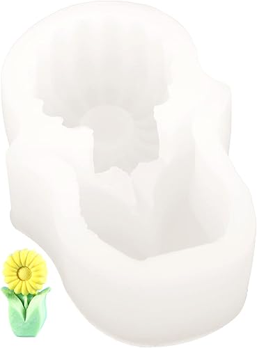 EXCEART Moldes de vela de girasol 3D, moldes de jabón de silicona en forma de flor, moldes de fundición de resina epoxi, chocolate para hornear