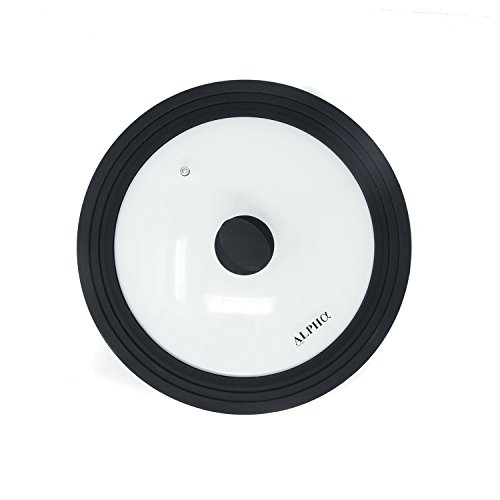 Alpha Living Universal Large Pots And Pans, Vented Tempered Glass-Graduated Lid Fits 11 Inch, 11.5 Inch, 12 Inch Cookware, Black #TOP1