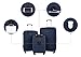 Wrangler Smart Luggage Cup Holder and USB Port, Navy Blue, 3 Piece Set