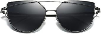 NioBe Clothing Cat Eye Mirrored Strikethrough Lens Metal Frame Womens | Casual & Everyday | UV400 Protection