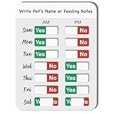 Dog Fed Sign, Dog Feeding Reminder with AM/PM Slider & Custom Notes Area, Weekly Pet Feeding & Pill Reminder Tracker for Family, Easy to Use on Fridge or Wall with Adhesive and Magnet, Pet Supplies