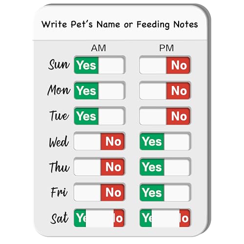 Dog Fed Sign, Dog Feeding Reminder with AM/PM Slider & Custom Notes Area, Weekly Pet Feeding & Pill Reminder Tracker for Family, Easy to Use on Fridge or Wall with Adhesive and Magnet, Pet Supplies