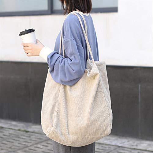 Bolso tipo tote hombro de pana para mujer miniatura 6