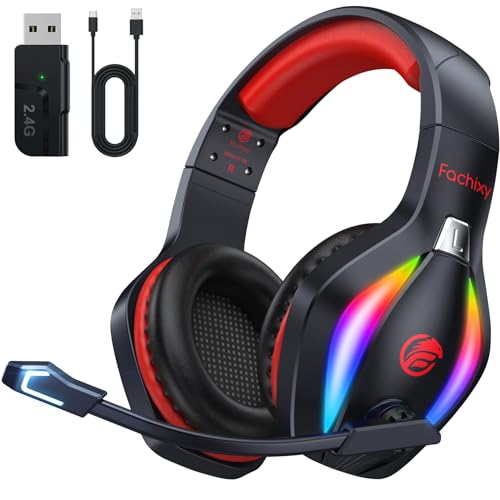Fachixy「2025 Neu」FC100 Wireless Gaming Headset - 2.4GHz & Bluetooth Kopfhörer mit Mikrofon - 3D...