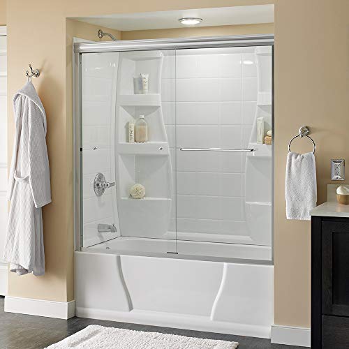 Delta Shower Doors SD3927401 Classic Semi-Frameless Traditional Sliding Bathtub 60" x58-1/8, Chrome Track