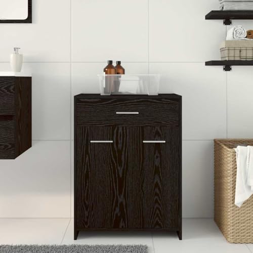 Armario de baño con cajón y amplio espacio de almacenaje negro 5