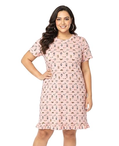 Image of Real Basics Women's Cotton Printed Knee Length Nightdress