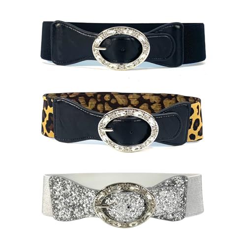 UncleS Stylish Glitter Sequin Belt Fashionable Women Women's Waistband Leopard For Everyday Clothing Adjustable Waist Print3