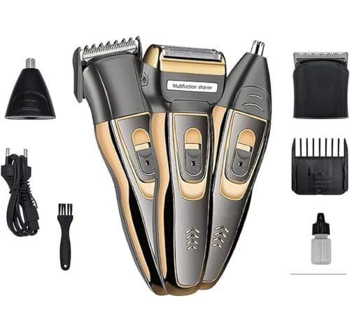 Image of Endzone Professionals Design 3 in 1 Perfect Shaver Hair Clipper and Nose Trimmer Rechargeable Beard And Moustaches Hair Machine And Trimming for men and women (Gold)