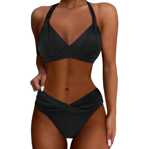 Maillots de bain deux pièces femmes bikini push-up rembourré taille haute