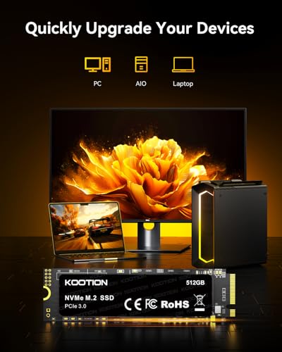 Image of KOOTION 512GB PCIe 3.0 M.2 Internal Solid State Drive PCle 3.0x4 SSD NVMe M.2 2280 Internal SSD Up to 2900MB /s PCIe Gen 3 NVMe SSD Less Heat Large Storage M.2 Internal Solid State Hard Drive for PC