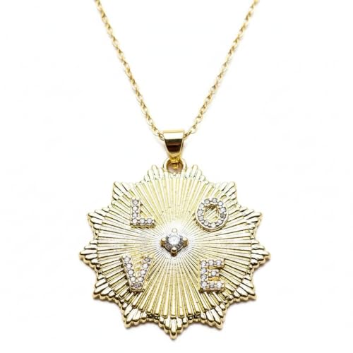 Collier Soleil de Noël pendentif laiton plaqué or oxyde zirconium chaîne 18 pouces