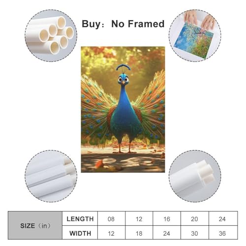 Cuadros modernos en lienzo impreso de alta resolución pavo real 50x75cm para decoración 2