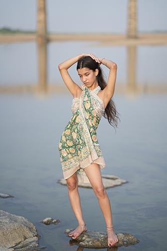 Indian Textile Sarong – Hand Block Printed Wrap Block Print Cotton Sarong – Indian Textile Art Authentic Cotton Sarongs Printed Fabric3