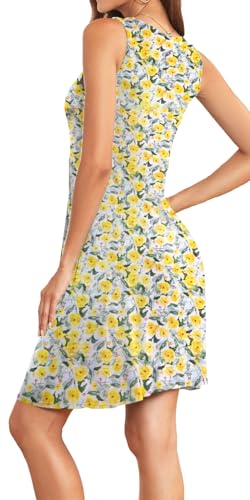Image of Akihoo Women Summer Casual Sleeveless Midi Plain Pleated Tank Vest Dresses
