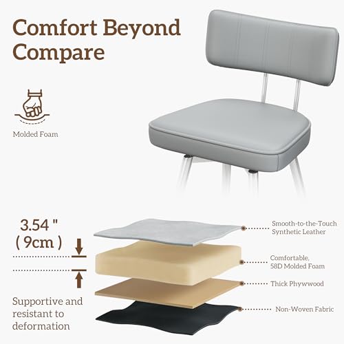 Image of GXJ Bar Stools Set of 2, Kitchen Counter stools with Backs and Metal Legs