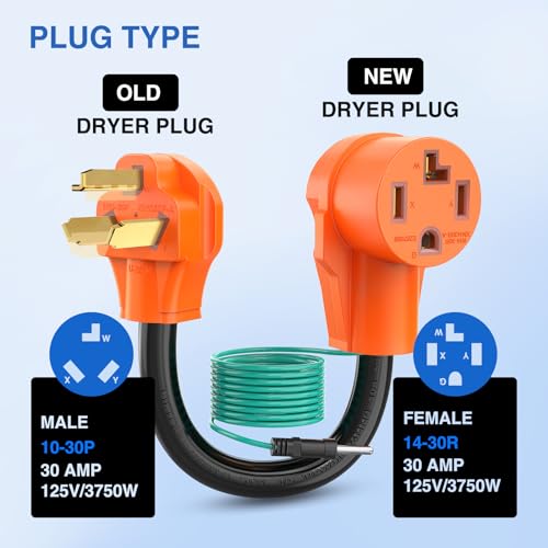 Image of Nilight Dryer Adapter Cord 30 Amp to 30 Amp 3 Prong 125V 3750 Watt Pure Copper Old Dryer Outlet to New Dryer Plug Conversion Heavy Duty 10 Gauge Wire 10-30P to 14-30R 30M /30F