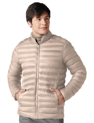Amazon Brand - Symbol Men's 100% Nylon Regular Fit Quilted Bomber Jacket_AW23-SY-JK-20_Camel_XL