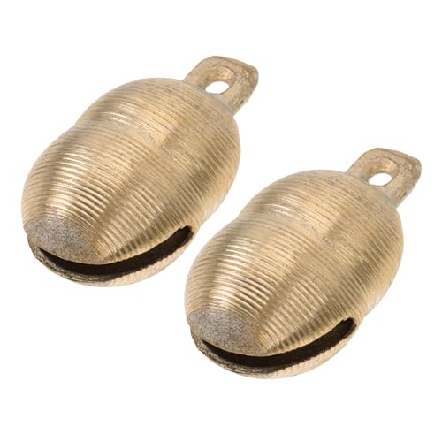 HANABASS 2Pcs Durable Brass Pet Bells for Dog Collar Unique Cattle and Sheep Bells Easy to Attach Bright Color for Pets and Livestock Great Animal Lovers