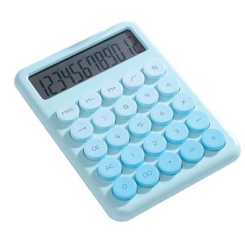 HUIOP Calculatrice Rose,Calculatrice de Bureau Grand écran LCD à 12 Chiffres Gros Bouton Rond Calculatrice Mignonne de Couleur dégradée adaptée au Bureau, à l'école, à la Maison pour Les Enfants