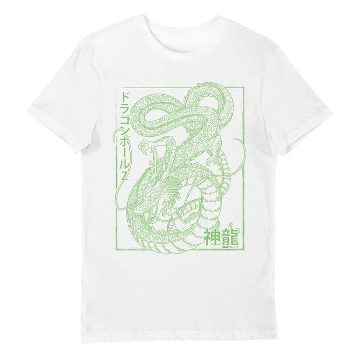 T-shirt Dragon Ball Z Shenron Bioworld blanc pour adulte, vêtement manga