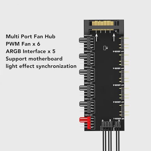 Cocoarm Divisor de Concentrador 2 en 1, Solución de Cableado Eficiente para Ventiladores ARGB y PWM, Fuente de Alimentación Estable para Refrigeración de Chasis de PC - imagen 5