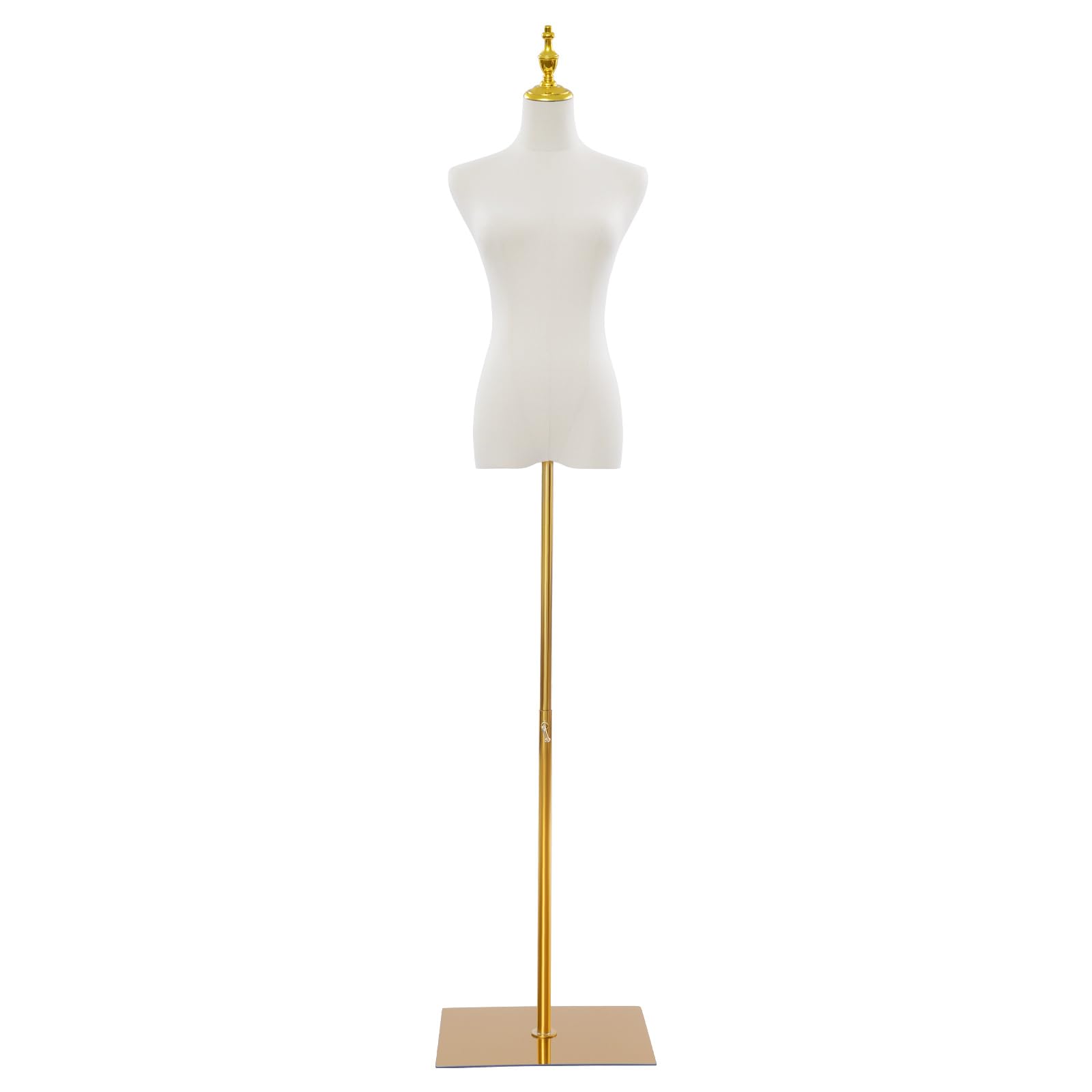 Hartplastik Schaufensterpuppe Weiblich Schneiderpuppe Vintage Kleiderpuppe Mannequin für Bekleidungsgeschäfte Schneidereien & Messestände | Einstellbare Gesamthöhe: 70-130cm | Gold Quadratische Basis