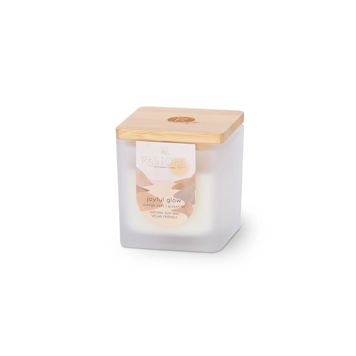 Heart And Home White Wax Heart & Home Restore Small Luxury Soy Blend Candle - Vegan Friendly - Long Lasting Aroma - Clean Burning Scent - For Living Spaces And Wellbeing (Joyful Glow)