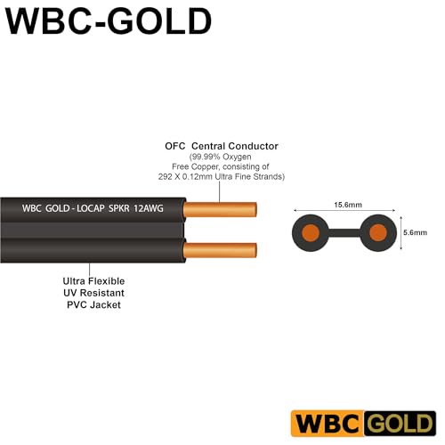 WORLDS BEST CABLES 40 Foot WBC-GOLD-LOCAP-SPKR-12 AWG - Low-Capacitance - Low-Inductance - High Purity OFC - Audiophile HiFi Speaker Cable Pair with Eminence Gold Banana (x2) & Spade (x2) Plugs by WORLDS BEST CABLES - Image 2