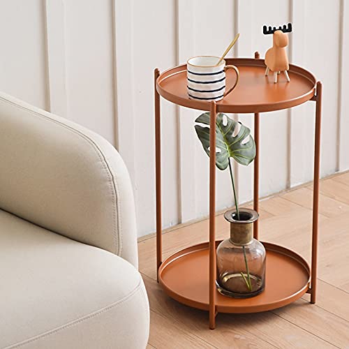 Tbgfpo Sofa Side Table Living Room Iron Corner Table Bedside Small Round Table (Color : Blue) #TOP2