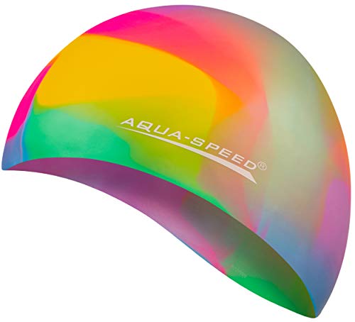 Aqua-Speed BUNT Colourful swim cap + microfibre towel | adult | child | swimming cap | silicone | tearproof | waterproof | 61st colourful / 54