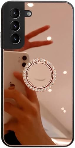 Miniatura 8 de Funda de espejo compatible con Samsung Galaxy S23 Ultra, carcasa rígida de policarbonato TPU con soporte de anillo de diamante, agarre de dedo,