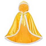 Century Star Girls Fur Yellow Princess Cape with Hooded Cloak for Little Girls Christmas 2-3 Years